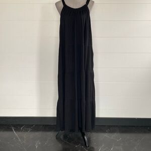 Max Studio Maxi Tiered Black Dress Womens 3X Sleeveless Pockets - NWT/001